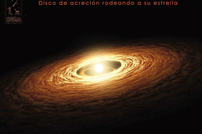 Disco de acreción. El Disco de acreción de una estrella recién nacida es el lugar donde se formaran los meteoritos más primitivos, llamados Condritos.